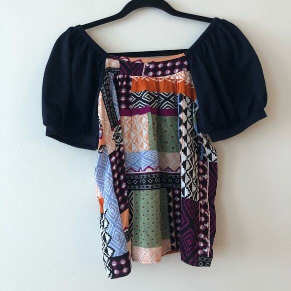 Anthro Maeve Catiana Patchwork Puff-Sleeve Blouse - Picture 8 of 8